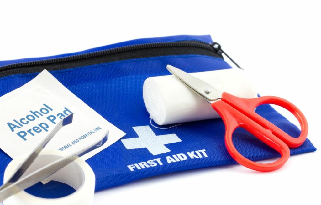 Tweezers in a first aid kit